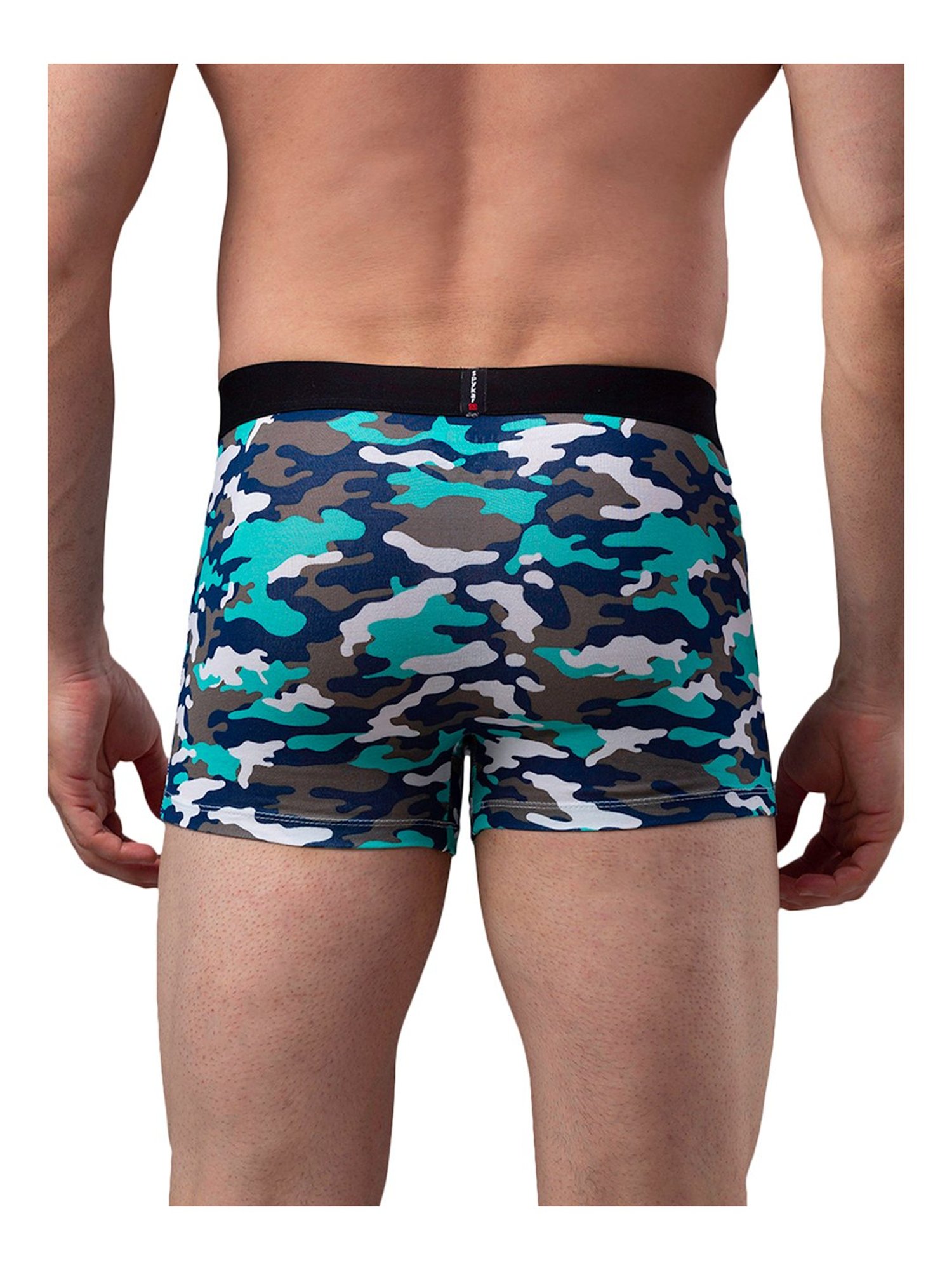 UnderJeans by Spykar Blue & Black Printed Trunks - Pack of 2