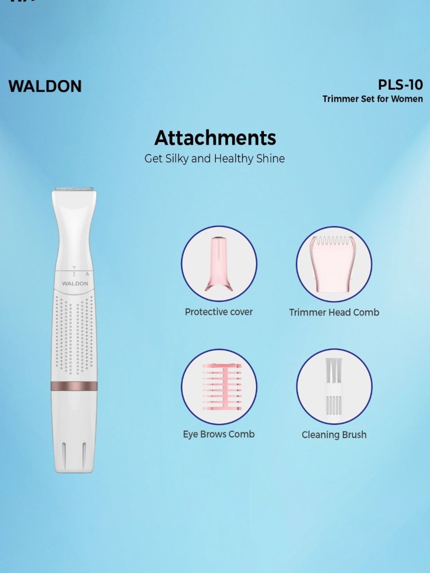 Waldon 3 In 1 PLS-10  Cordless Electric Trimmer Set for Women (White)