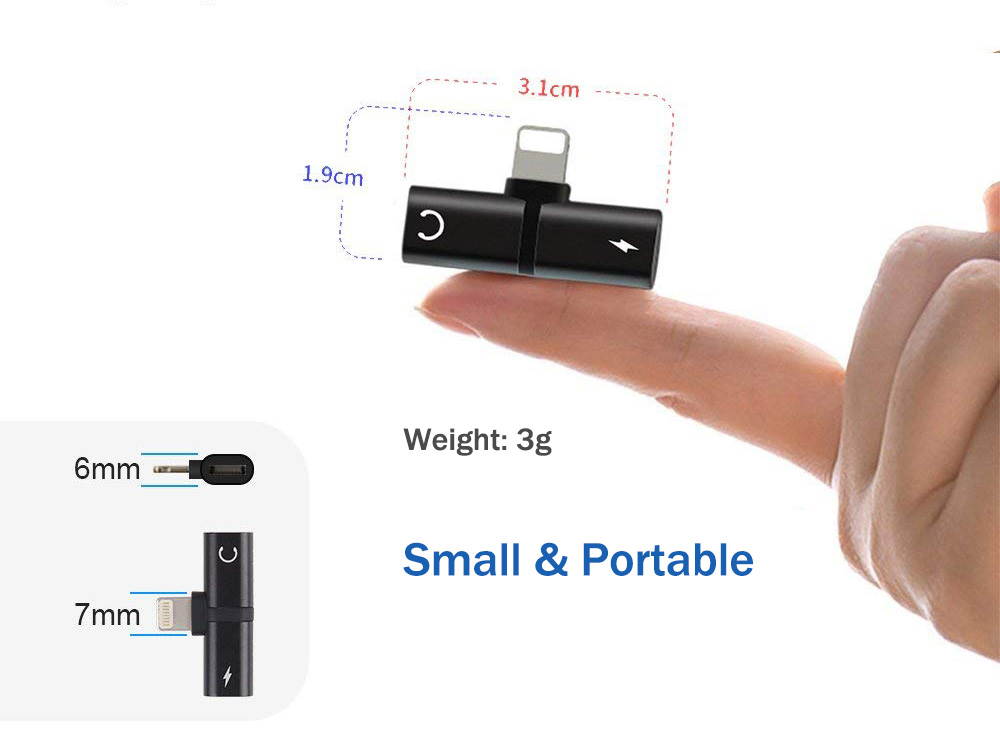 iPhone 7 8 X Adapter & Splitter, 5-Pack Dual Lightning Headphone Audio & Charge Adapter Accessories for iPhone 7/7 Plus, iPhone 8/8 Plus, iPhone X - Black