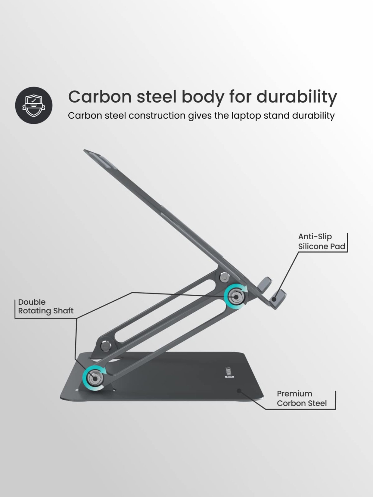 Portronics My Buddy K7 Portable Laptop Stand with Ventilated Board for Laptop Cooling (Grey)