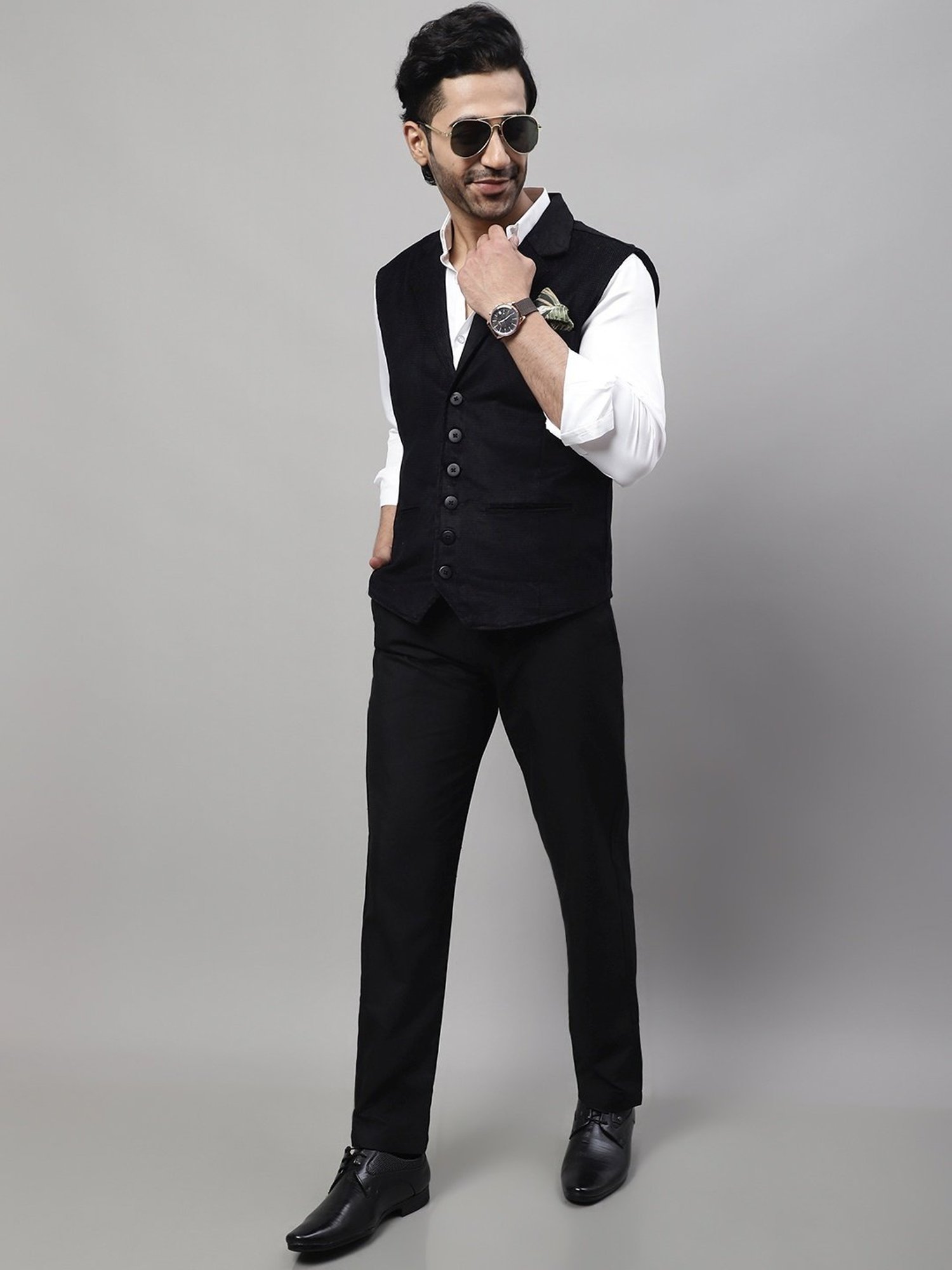 Even Black Regular Fit Waistcoat