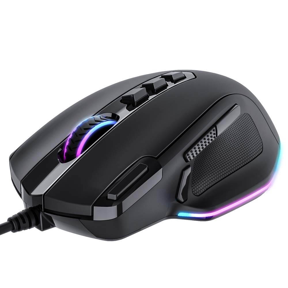 TECKNET Gaming Mouse Wired 10000DPI Breathing Light Ergonomic Gaming Mouse RGB LED Backlit Computer Mice10 Buttons for Windows 7/8/10/XP VistaBlack