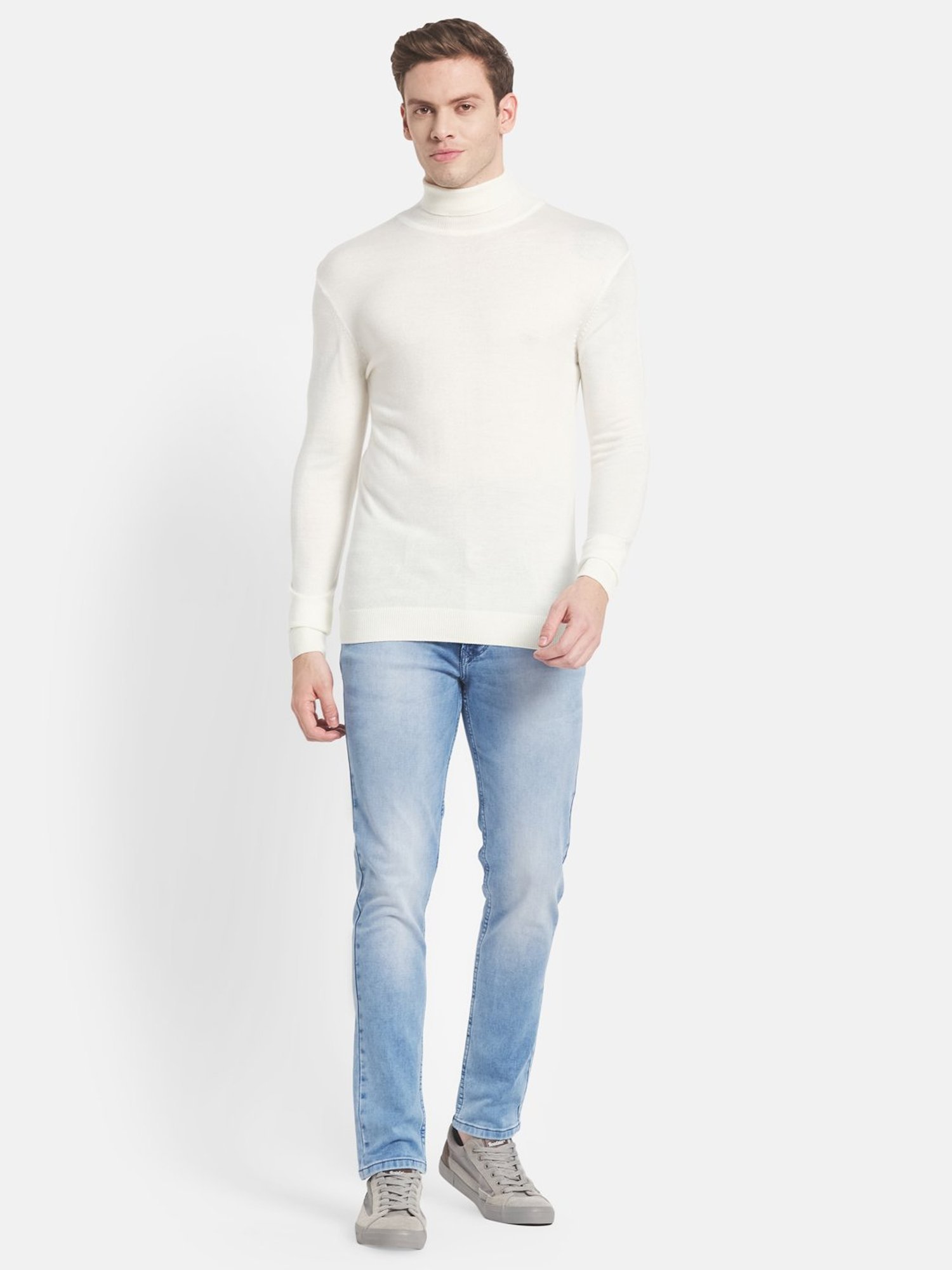 Mettle White Regular Fit Sweater
