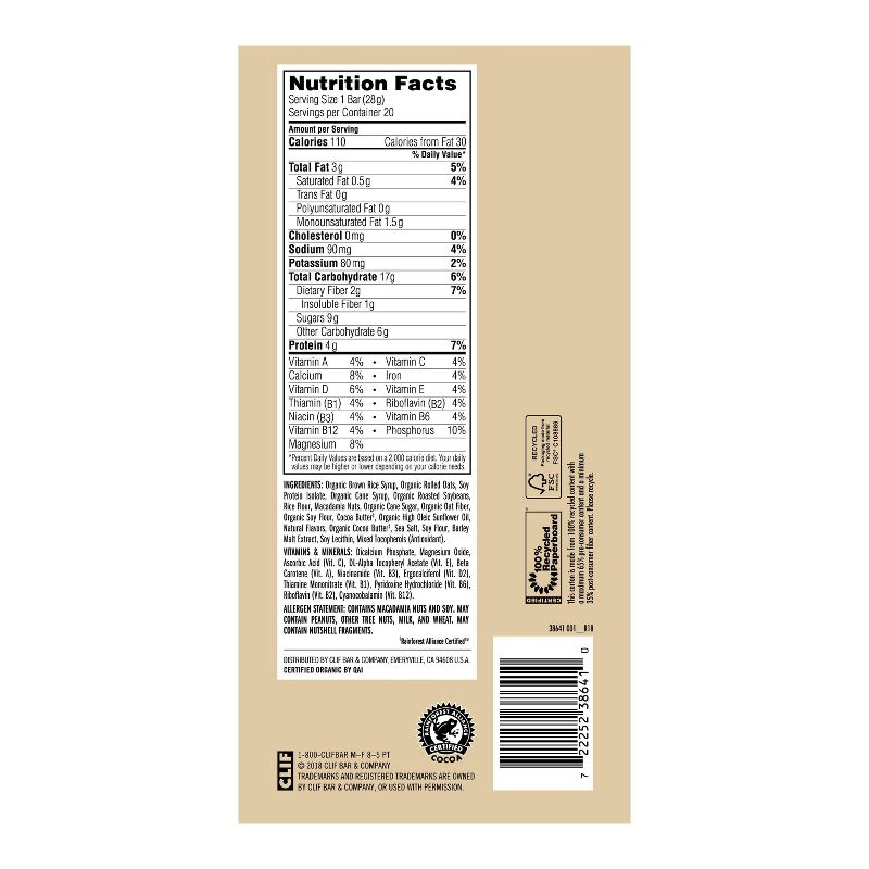 CLIF Bar White Chocolate Macadamia Nut Energy Bar Minis - 20ct