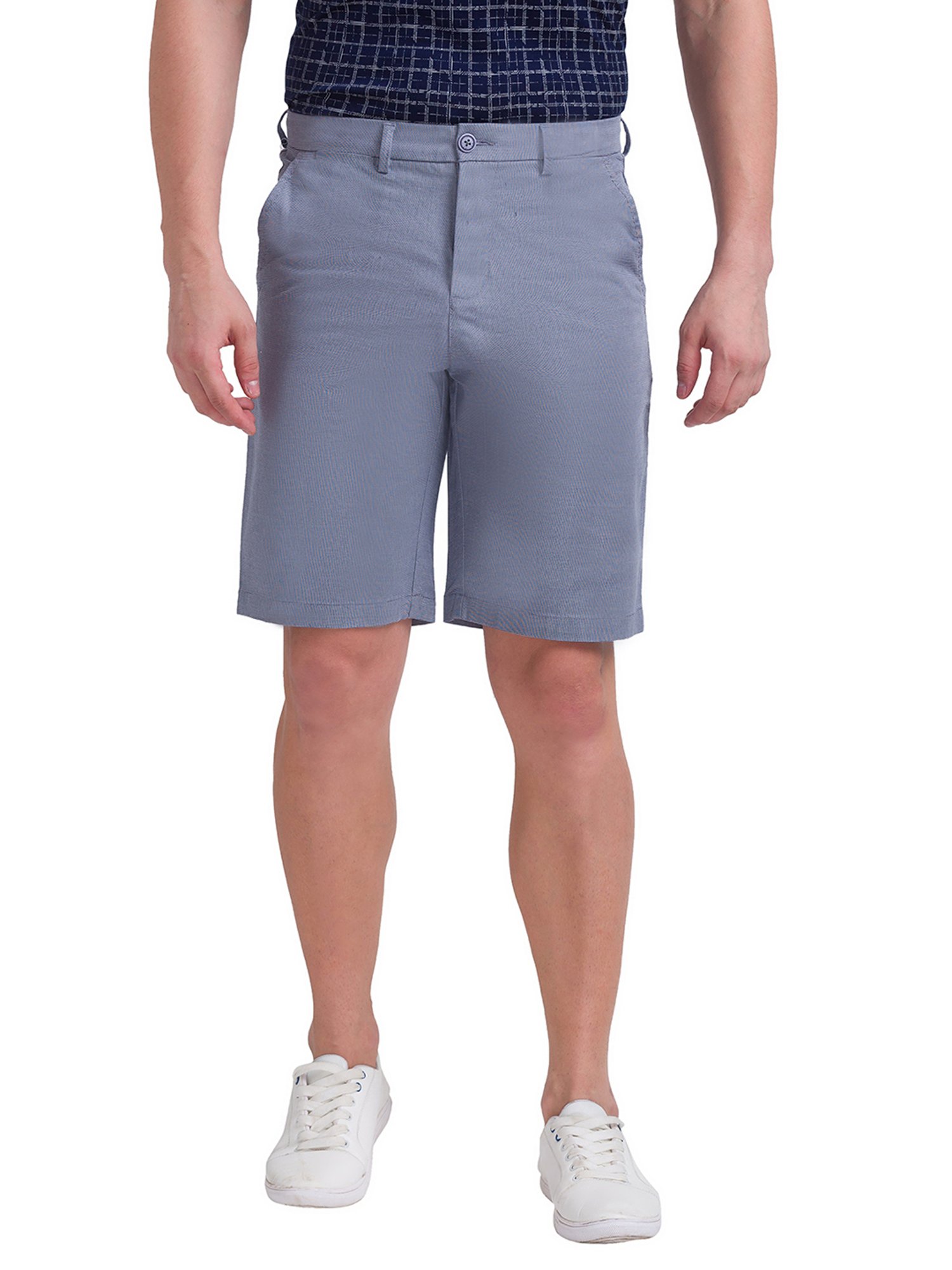 Parx Dusty Blue Regular Fit Shorts