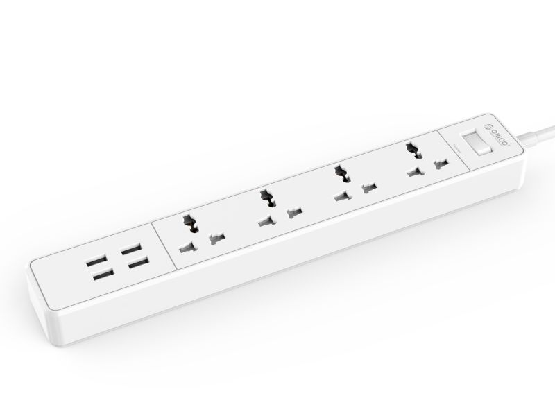 ORICO 4 Outlet Power Strip with Surge Protector, 4 USB Intelligence Charging Ports ( Max 5V2.4A) for iPhone 7/ 7Puls/6S/6S P/5SE/iPad/LG/Samsung/HTC