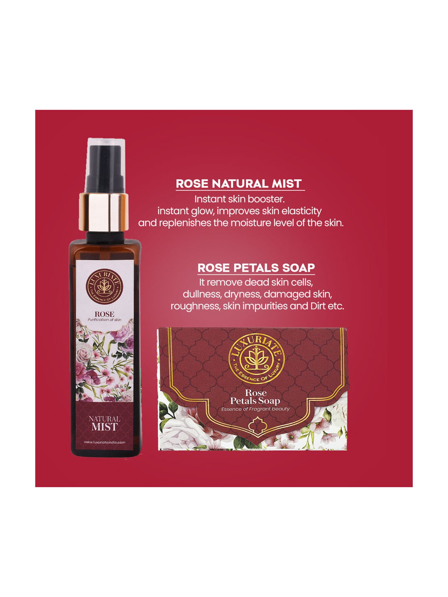 Luxuriate Rose Essence Beauty Soap and Mist Spray Combo