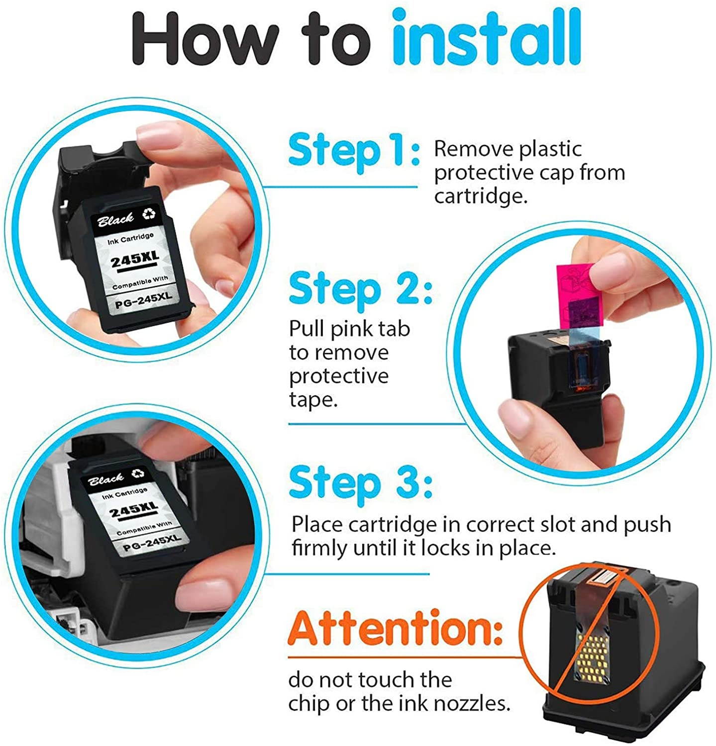 GREENCYCLE Ink Cartridge Compatible PG-245XL CL-246XL (2 Black & 1 Color) 3 Pack for Canon PIXMA Printer - Show Ink Level