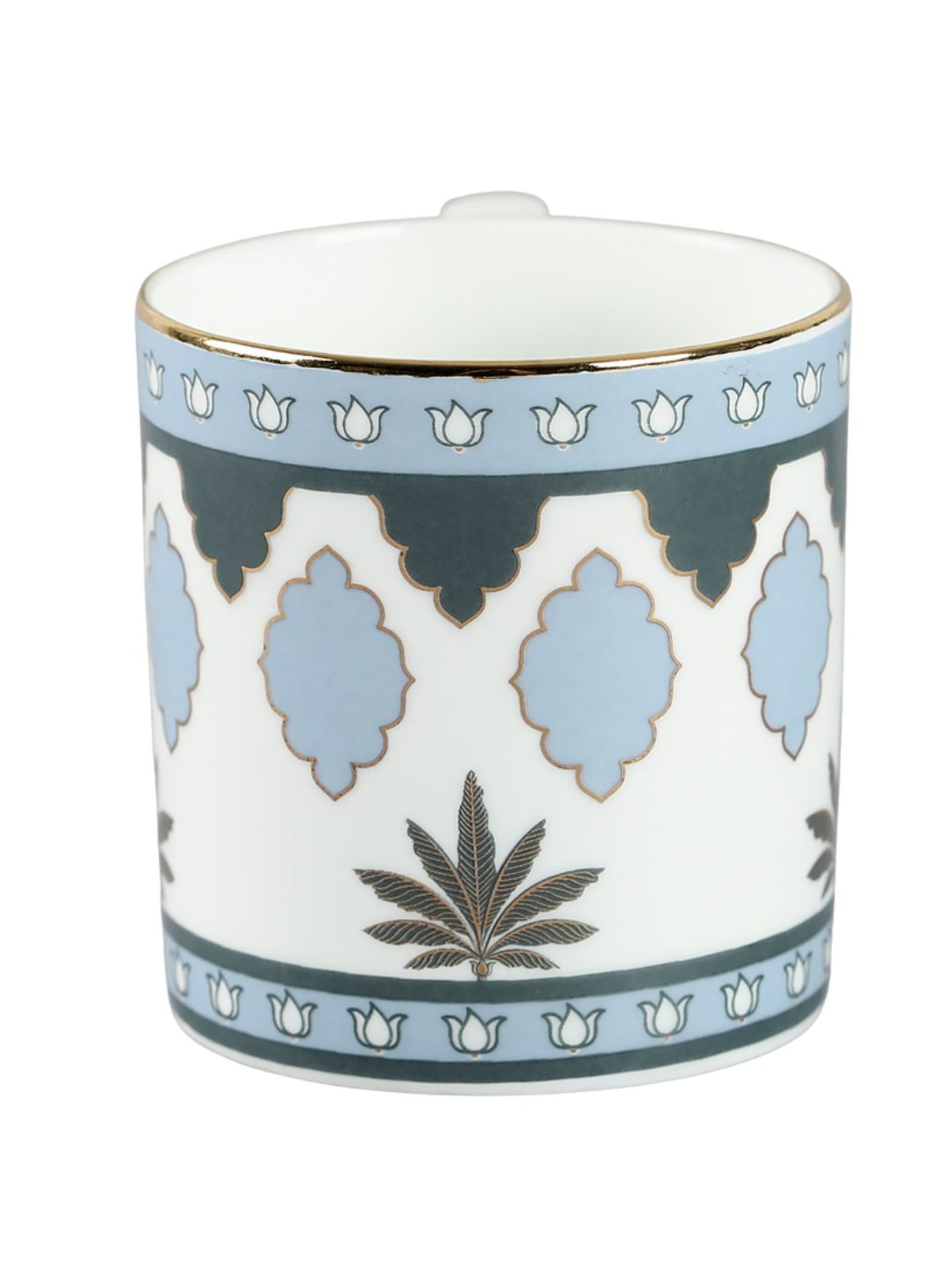 India CircusAbstract White Bone China Coffee Mug Set of 6, 220 ml With Accented and 22 Carat Gold