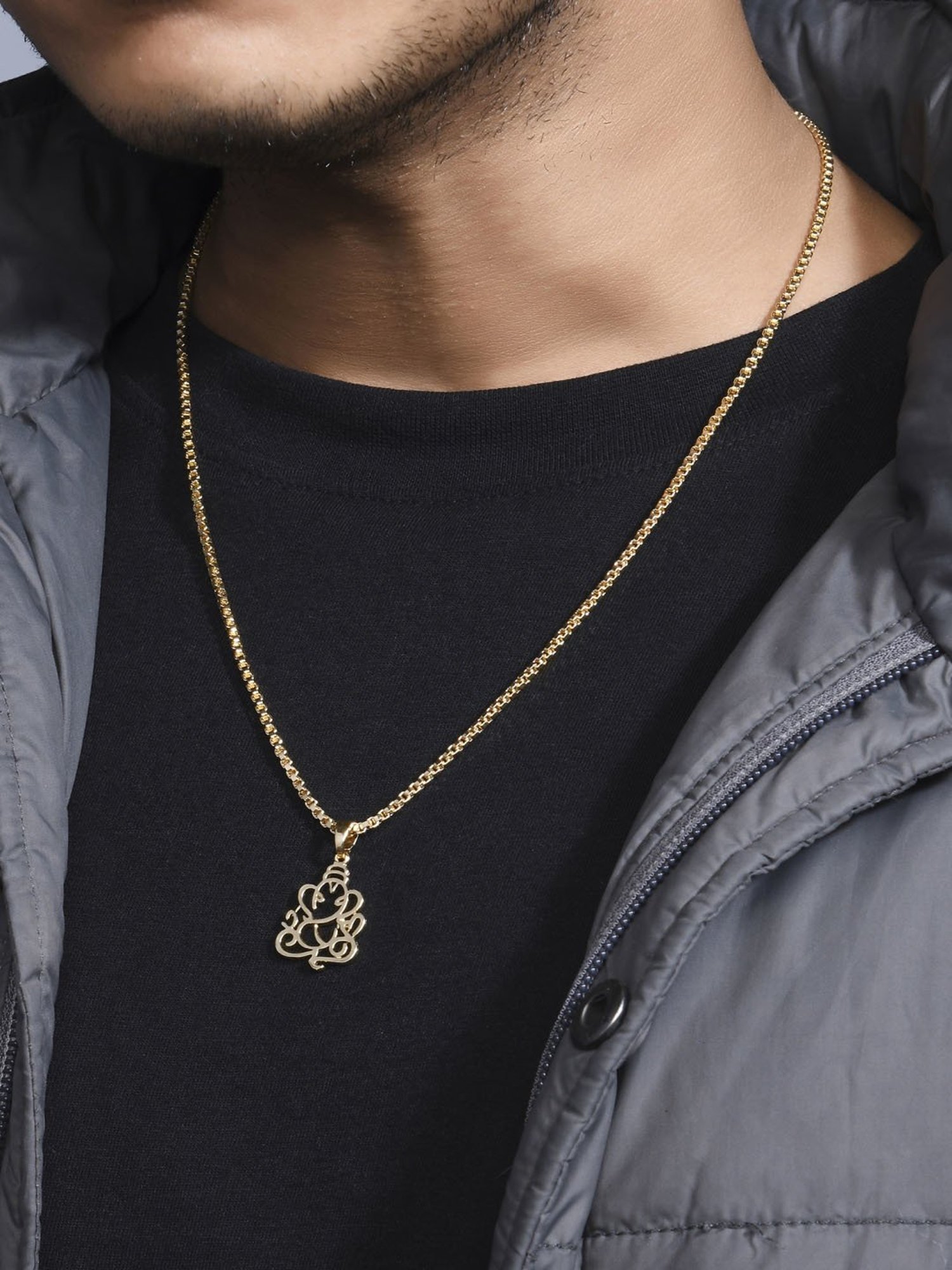 The Bro Code Gold-Plated Ganesh Pendant Necklace for Men
