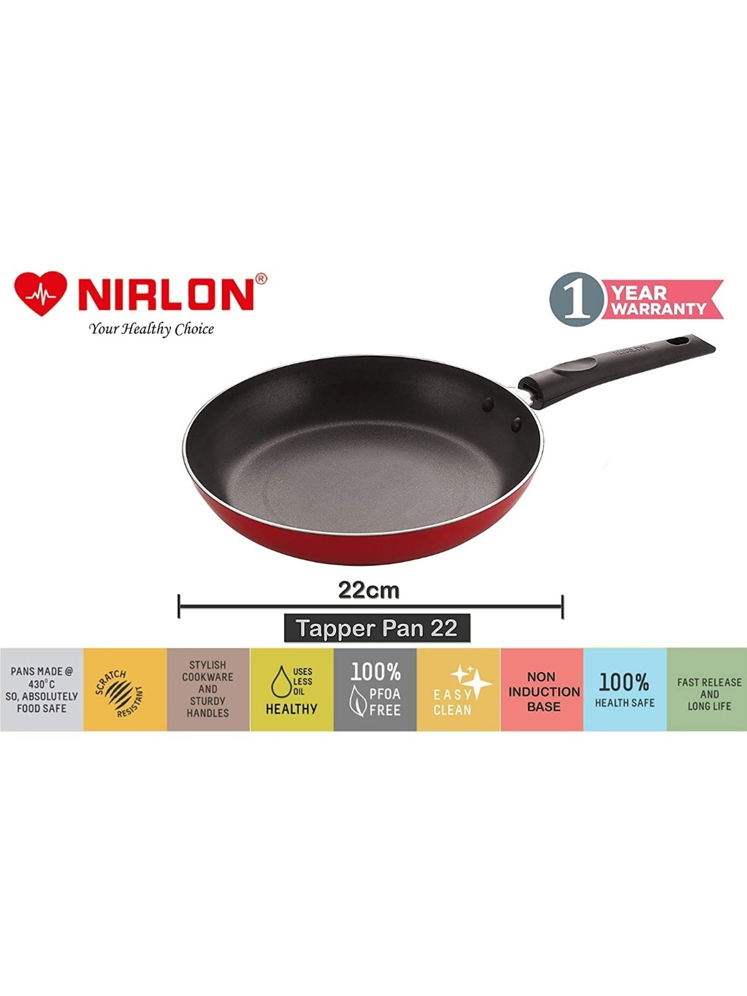 Nirlon Red Aluminium Non- Stick Cookware - Set of 4