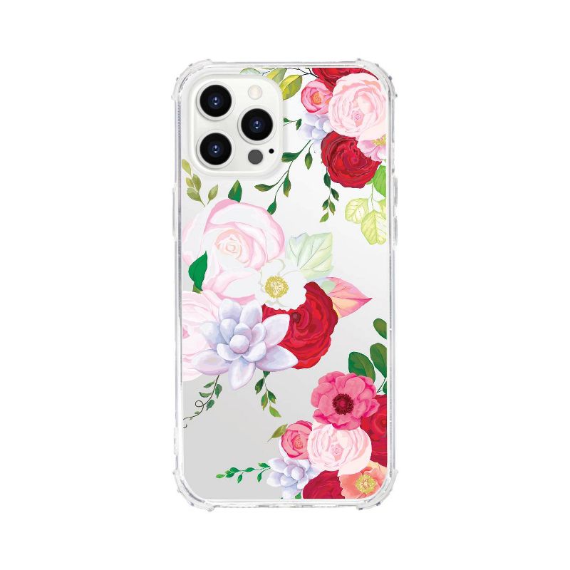 OTM Essentials Apple iPhone 12 Pro Max Tough Edge Clear Phone Case - Flower Garden Red