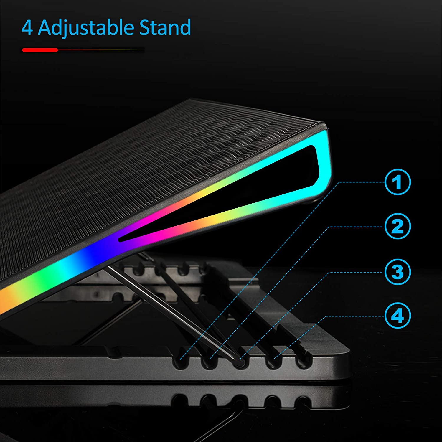 RGB Laptop Cooling Cooler Pad for 17-20 Inch Notebook 1 Fan Heavy Coolers Pads, 2 USB Ports, AA2