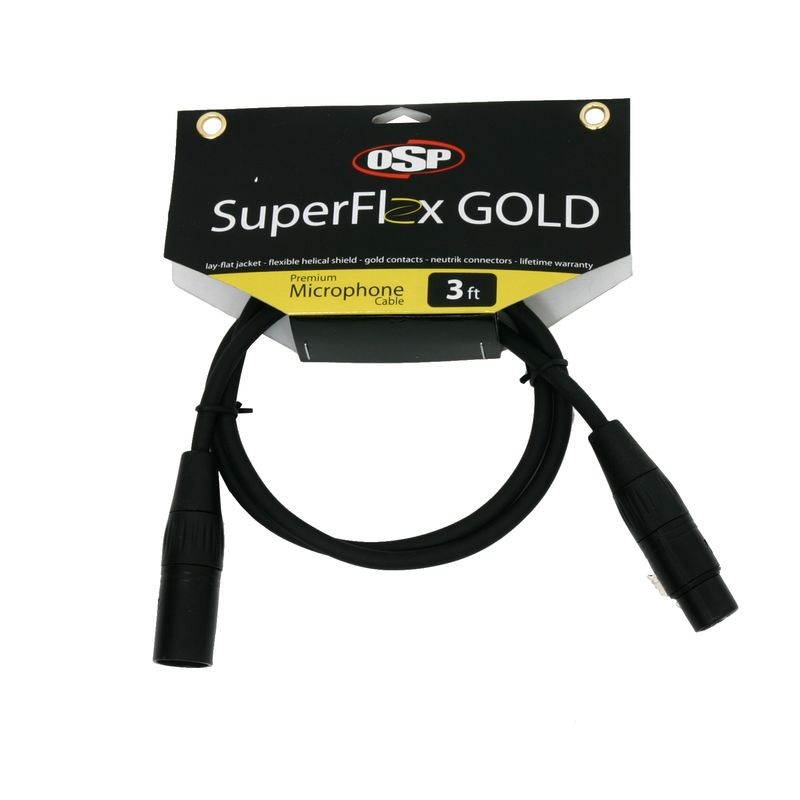 SuperFlex GOLD SFM-3 Premium Microphone Cable 3'