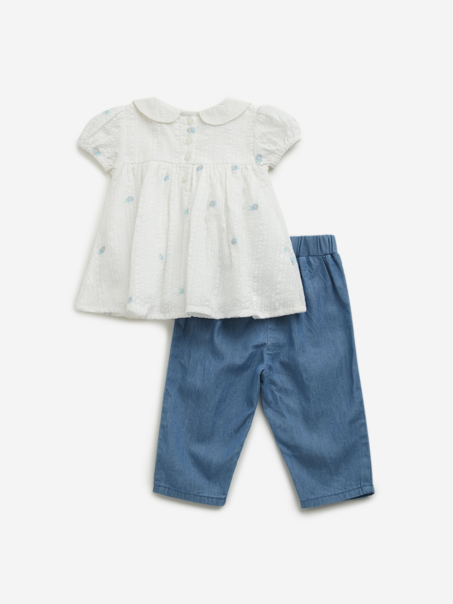 HOP Baby by Westside White Top and Jeans Set