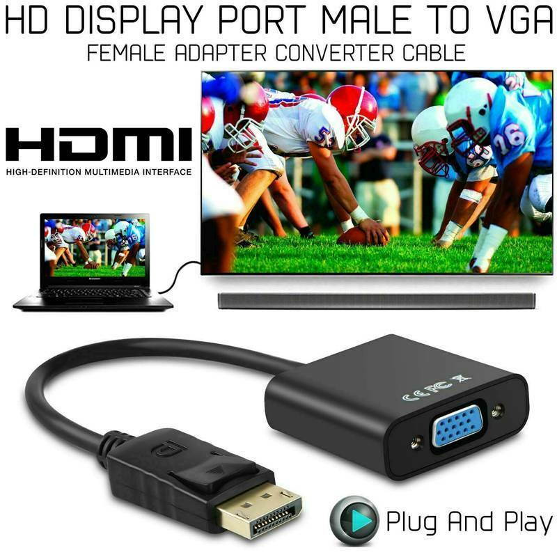 DP DisplayPort HDMI to VGA, HDMI-VGA Adapter (Male to Female) Video Cable for Desktop, Laptop, PC, Monitor, Projector, HDTV, TV BOX, Chromebook, Raspberry Pi, Roku, Xbox and More (Black)