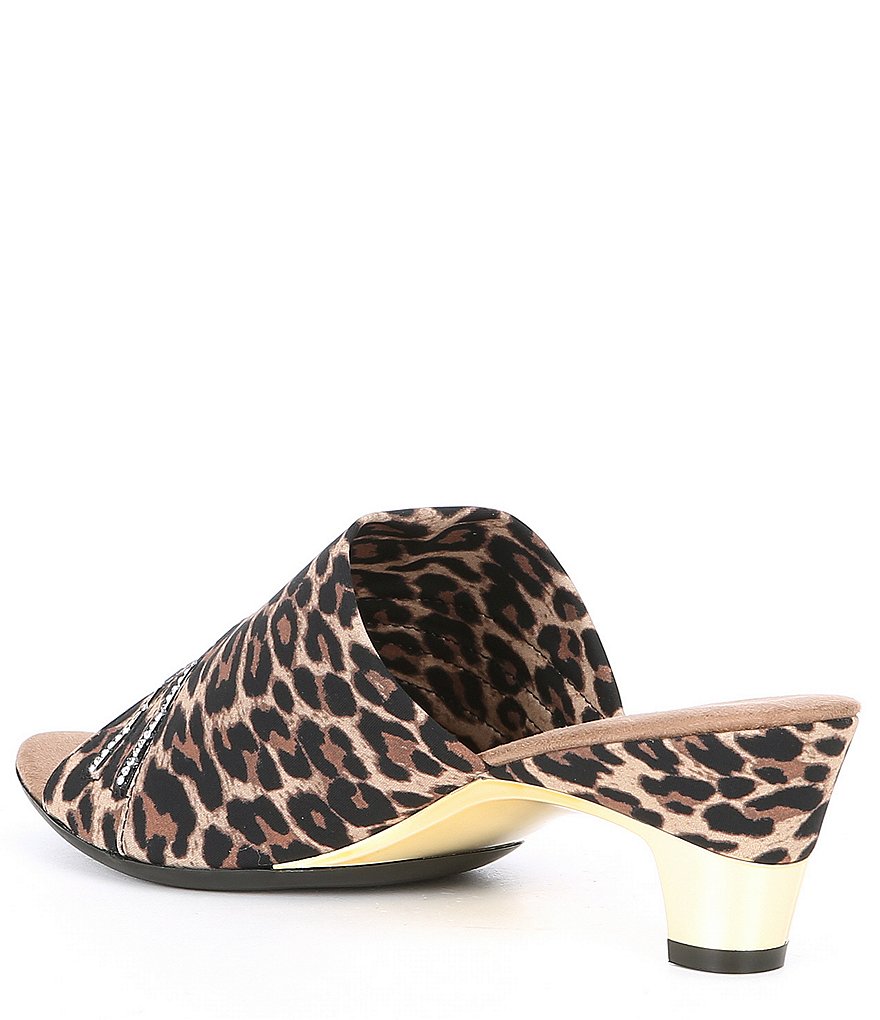 Onex Elanor Dressy Leopard Print Elastic Block Heel Slide