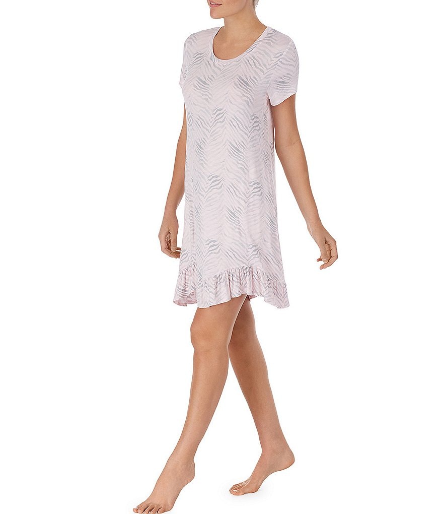 Kensie Zebra Print Jersey Knit Sleepshirt