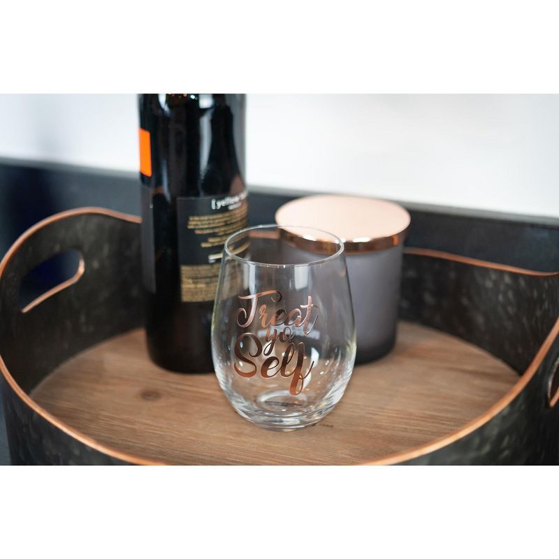 Surreal Entertainment Parks and Recreation Treat Yo Self Stemless Wine Glass | Pink