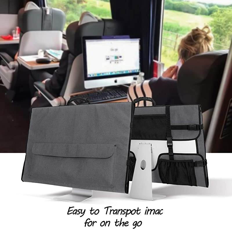 Travel Carrying Bag for Apple 27 iMac Desktop Computer Protective Storage Case Monitor Dust Cover with Rubber Handle for 27 iMac Screen and Accessories Grey Patent Design