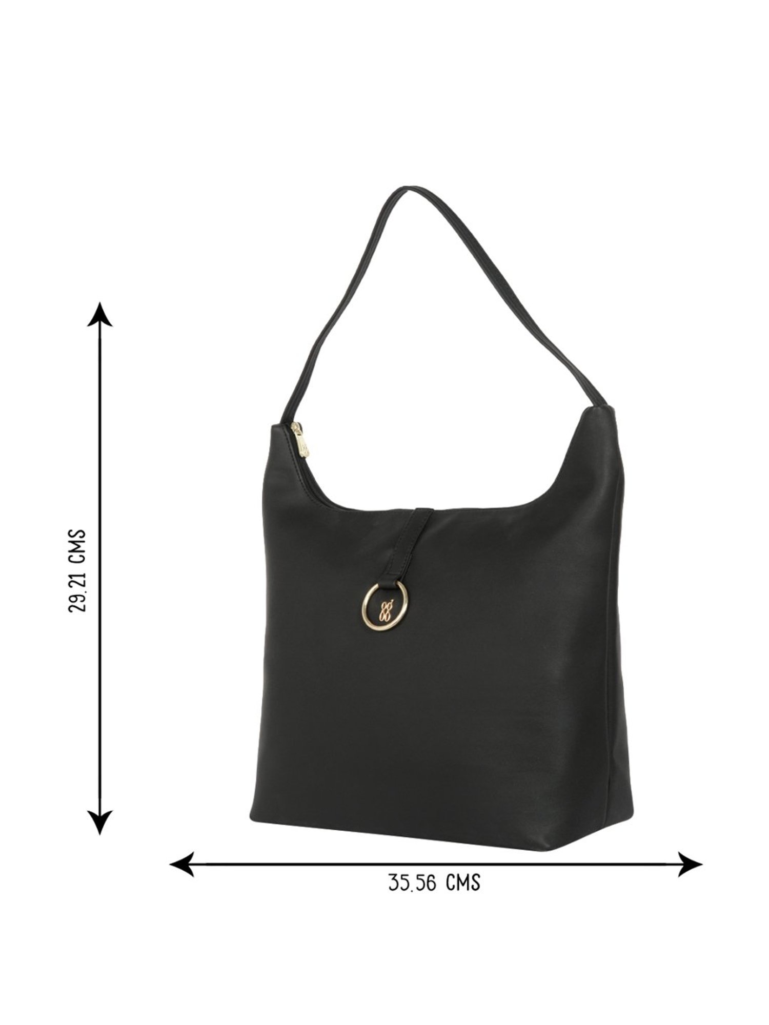 Baggit Black Solid Medium Hobo Handbag