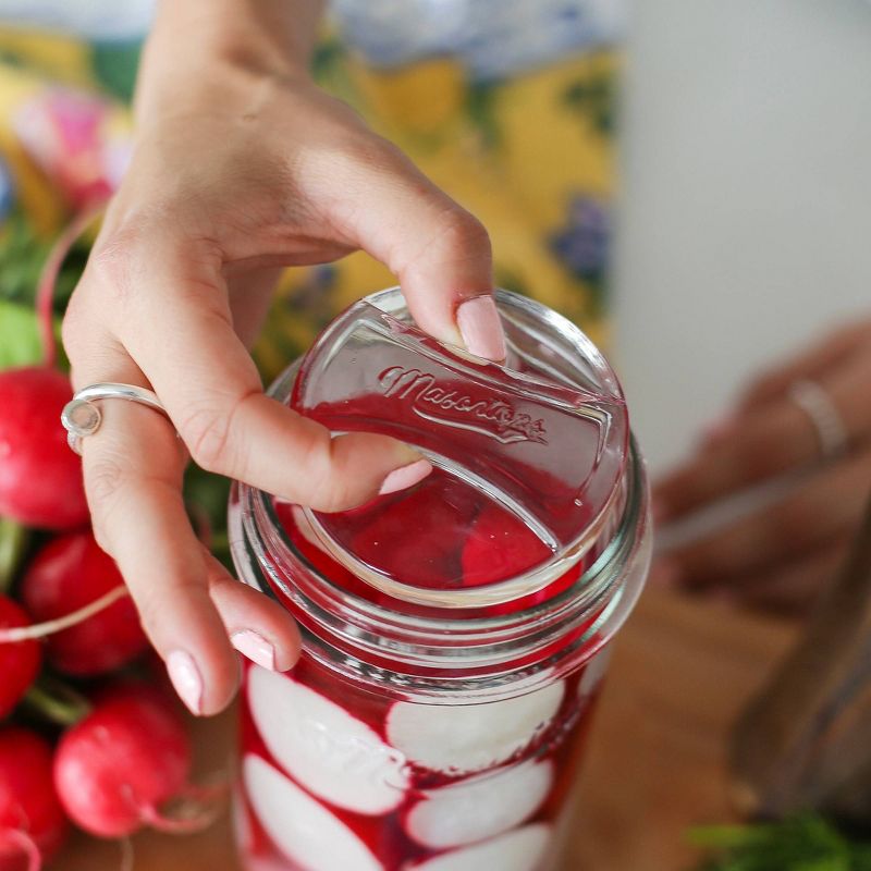 Grant Howard 51091 102 Ounce Classic Wide Mouthed Embossed Glass Mason Storage Jar Storage Container with Airtight Screw On Closing Lid