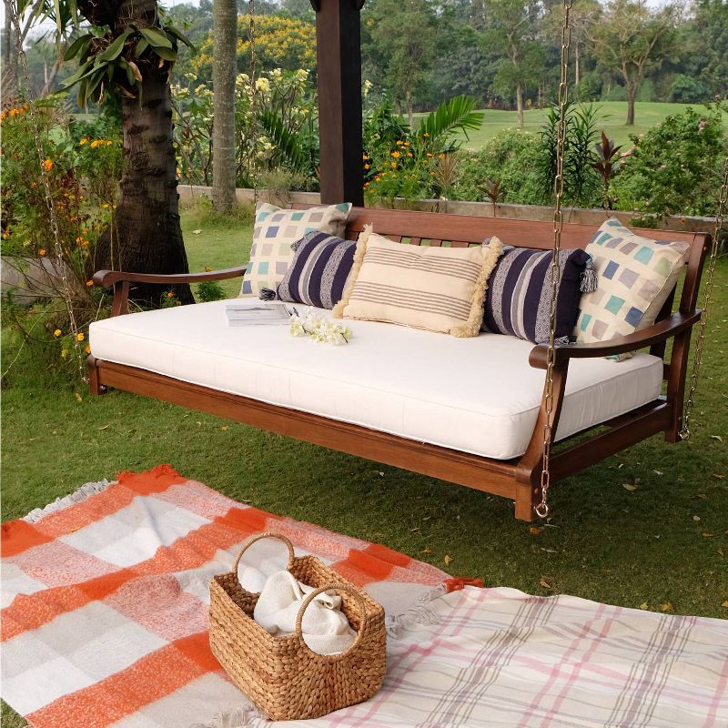 Sopra Wood Patio Swing Daybed with Cushion - White - Cambridge Casual