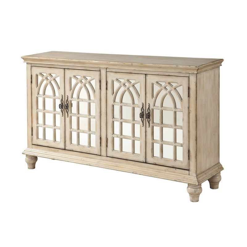 Baskill 4 Door Media Credenza for TVs up to 62" French Cream - Treasure Trove Accents