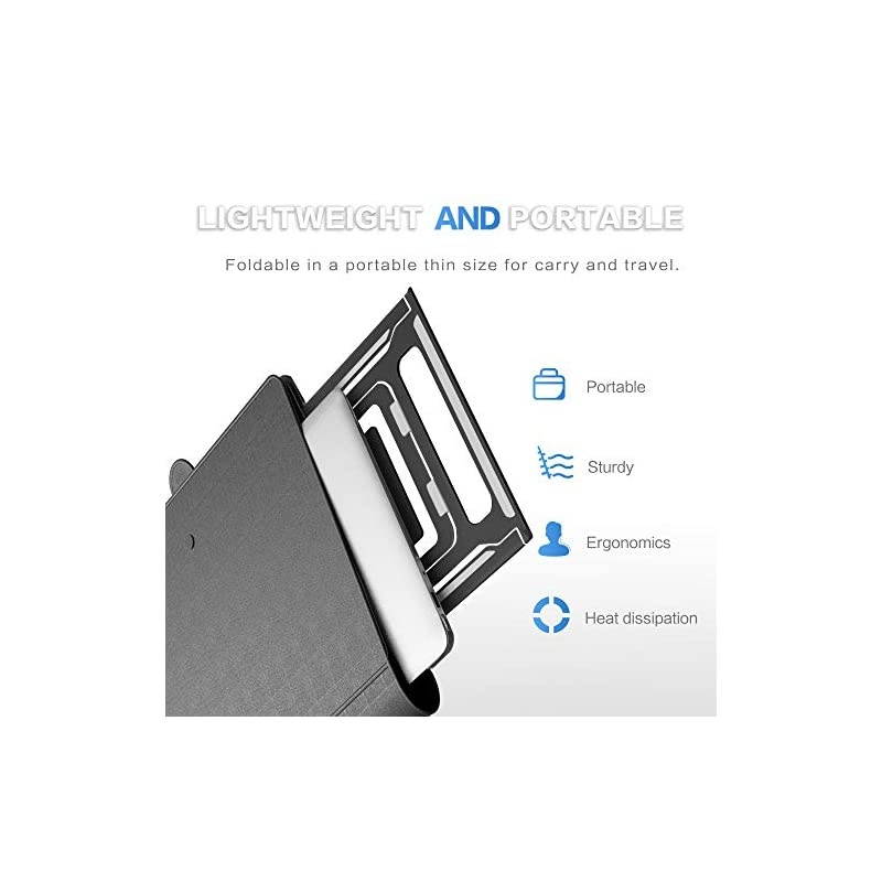 Aluminum Laptop Stand Adjustable Compatible with Apple Mac MacBook Notebook Ventilated Portable Ergonomic Desktop Holder Riser for Office Desk Metal Black  AS1