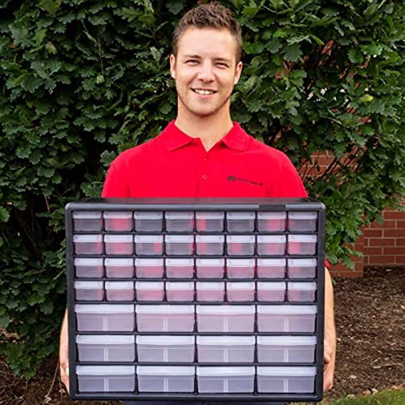 44 Drawer 10144 Plastic Parts Storage Hardware and Craft Cabinet 20Inch W x 6Inch D x 16Inch H Black 1Pack