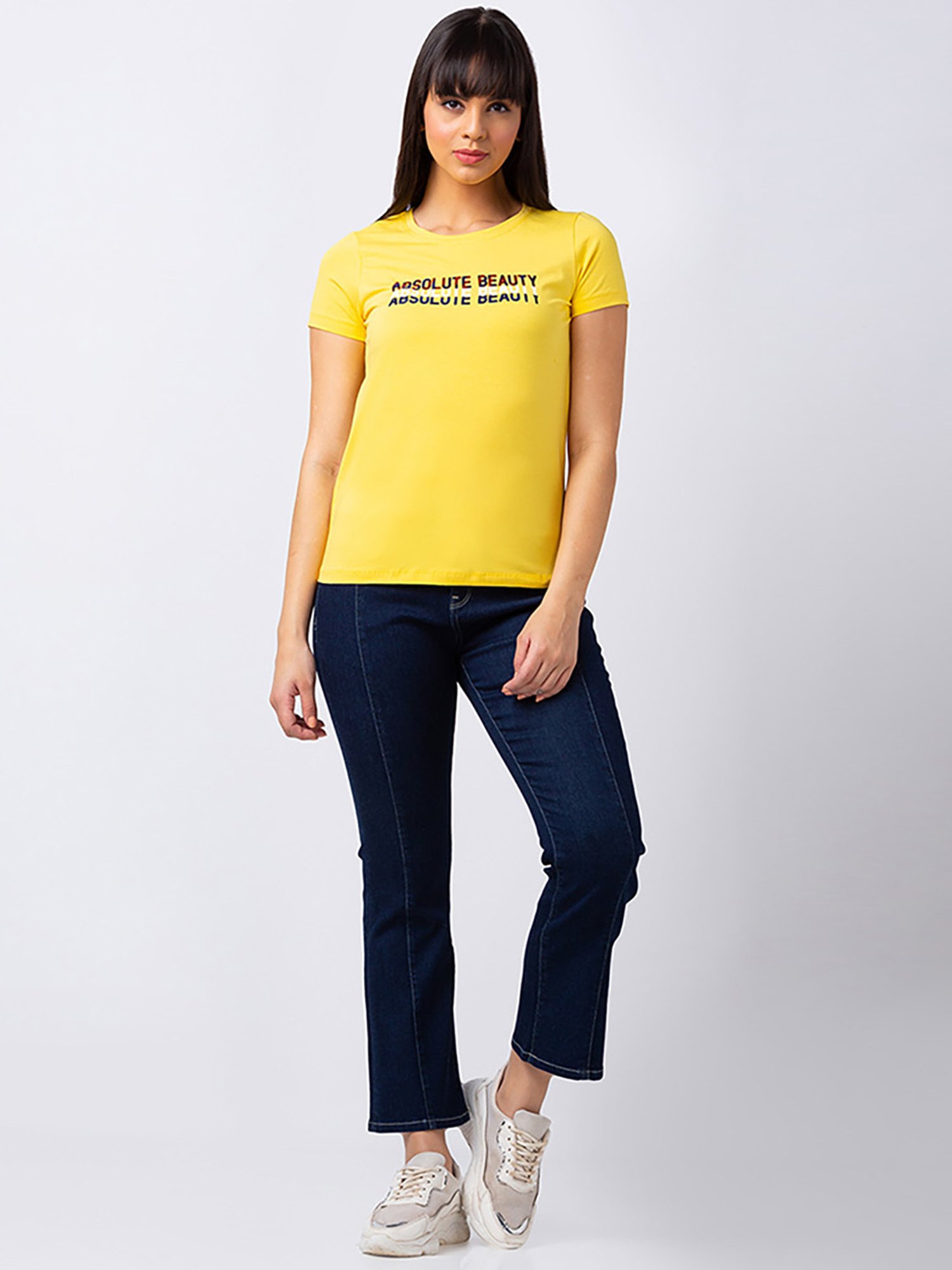 Spykar Yellow Printed T-Shirt