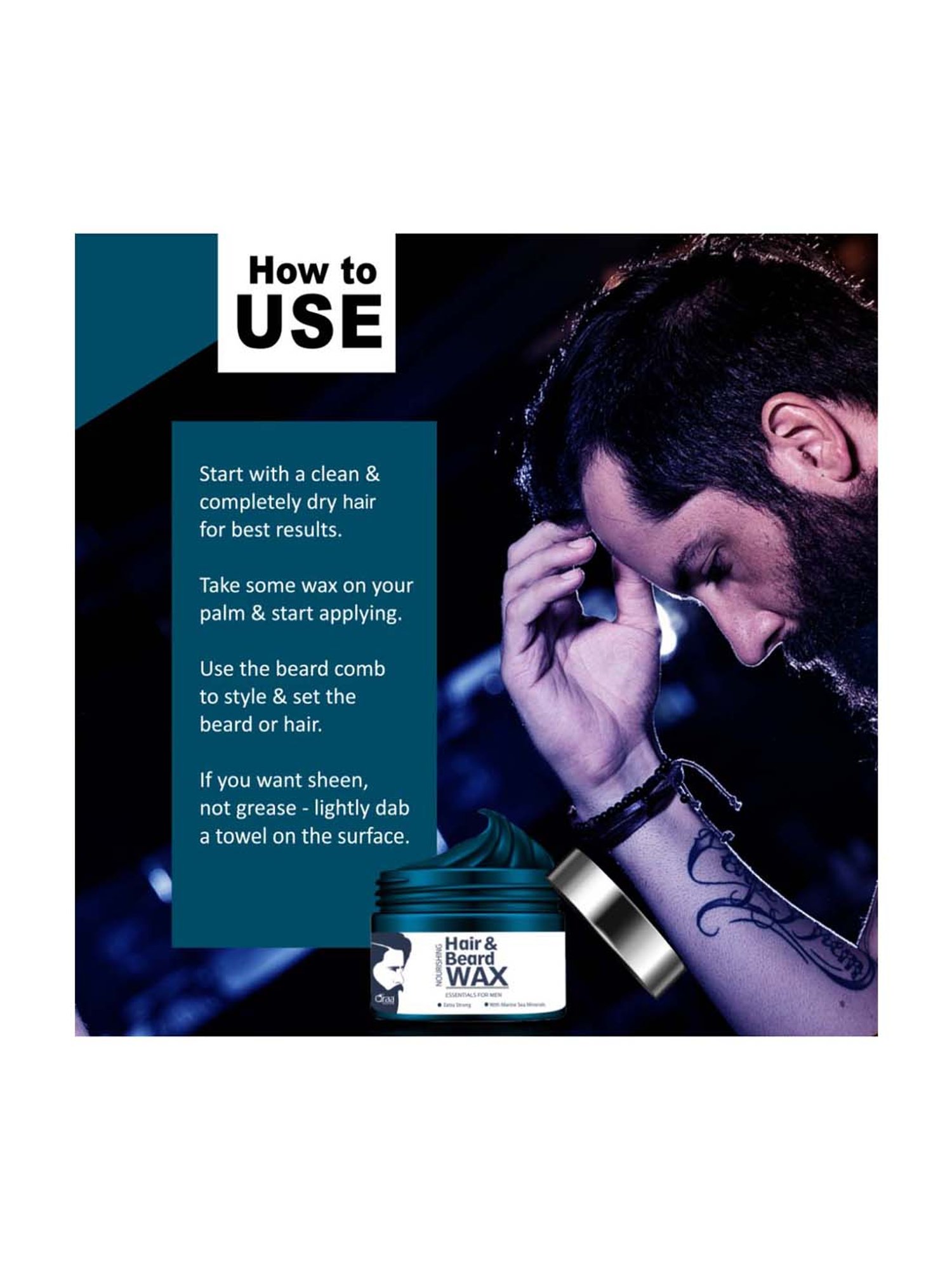 Qraa Men Hair And Beard Wax - 100 gm