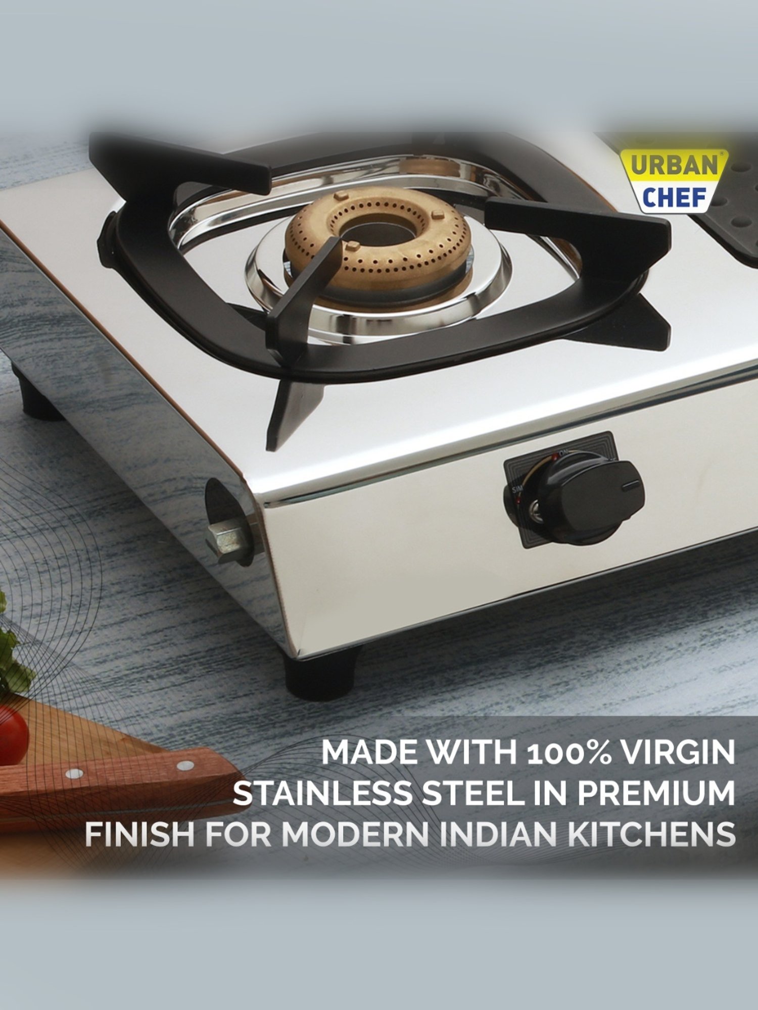 Urban Chef Gas Stove with 2 Burners ( Silver/Black )