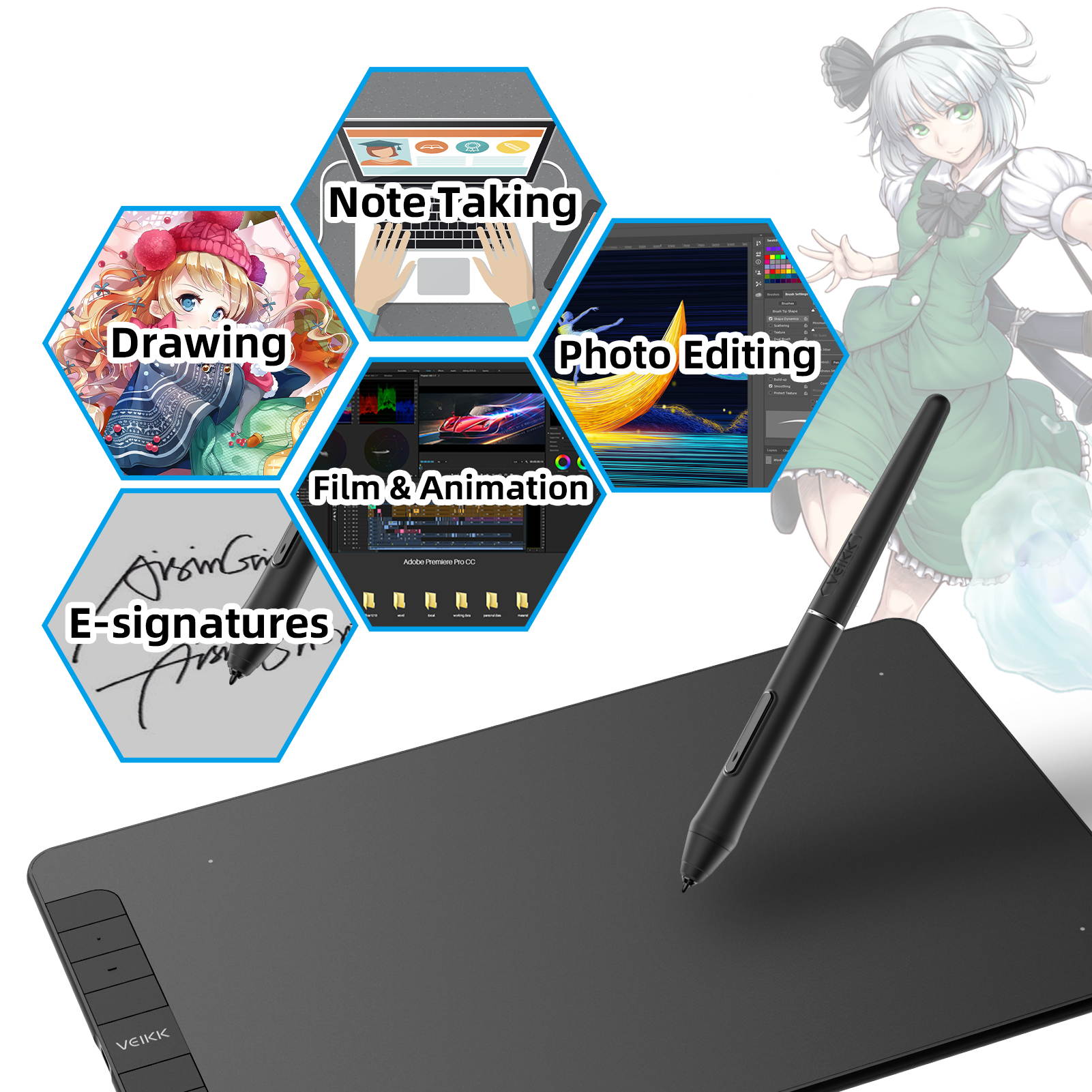 Huion KAMVAS Pro 13 GT-133 Pen Display Drawing Monitor 13.3 Inches Tilt Function Battery-Free Stylus 8192 Pen Pressure(Stand Included)