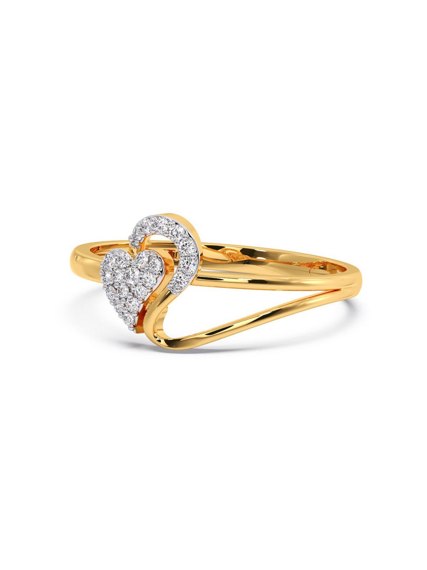 Candere by Kalyan Jewellers 14K Yellow Gold Swan Heart Diamond Ring for Women