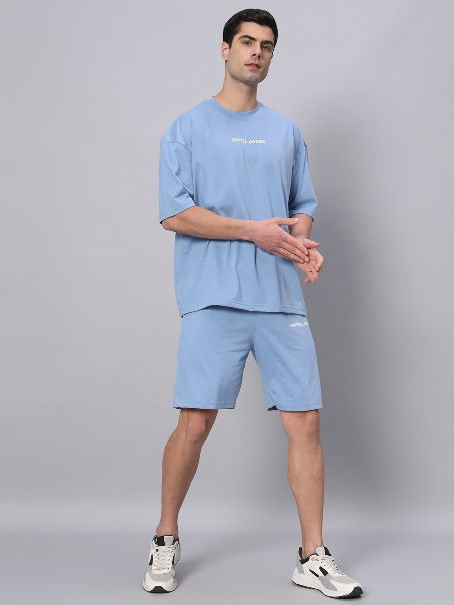 Griffel Aqua Cotton Loose Fit Printed T-Shirt