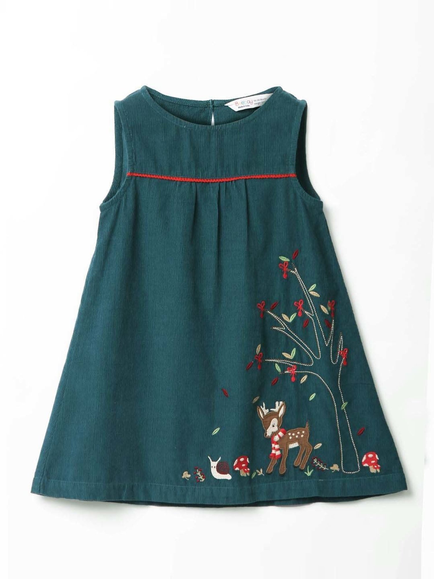 Beebay Kids Teal Blue Cotton Embroidered Dress
