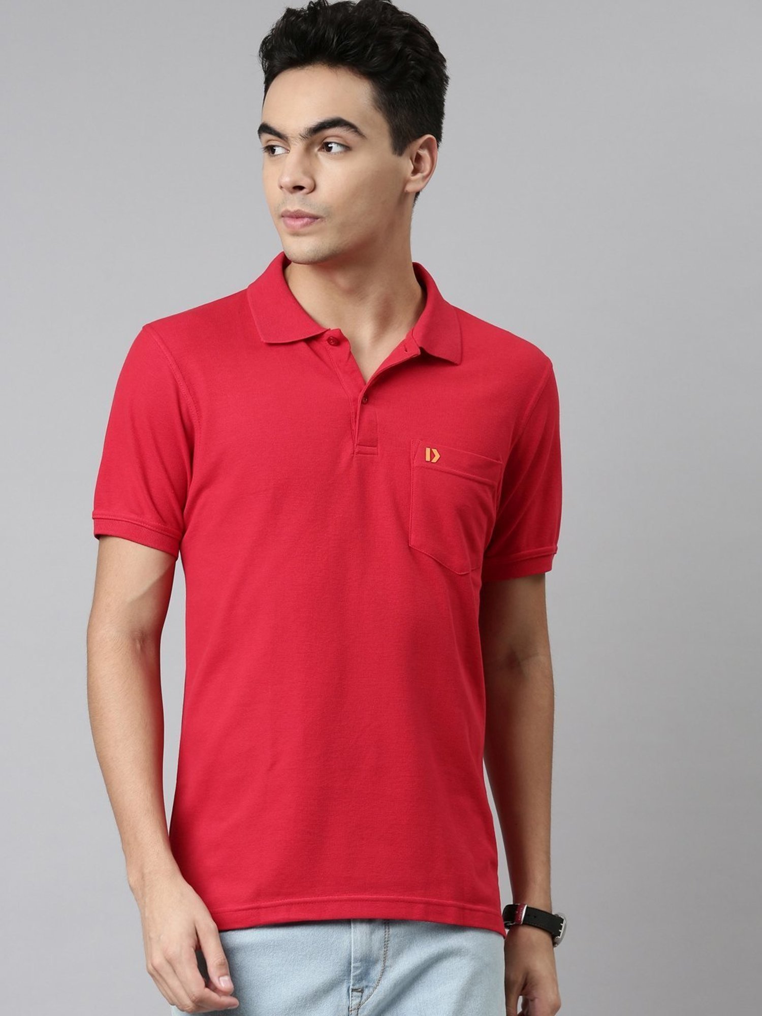 Dixcy Scott Maximus Red Cotton Regular Fit Polo T-Shirt