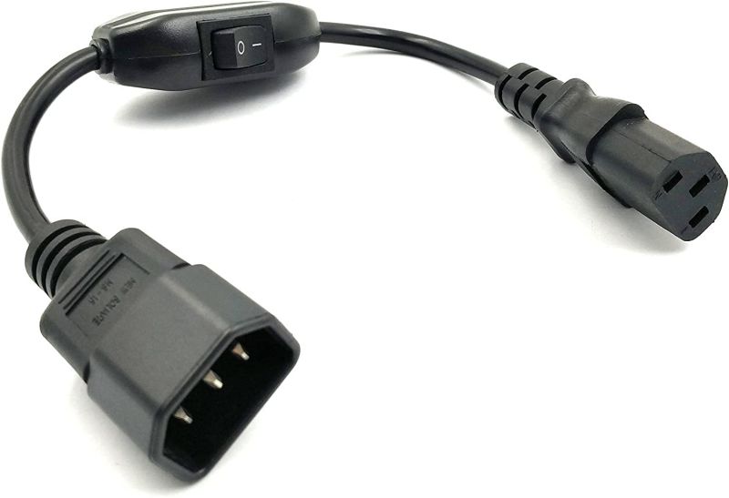 PDU UPS Power Cord Cable, IEC 320 C14 to C13 with On/Off Switch , 100-250V IEC-320-C14 to IEC-320-C13 Power Cord M-F with switch ,(1ft/30cm)