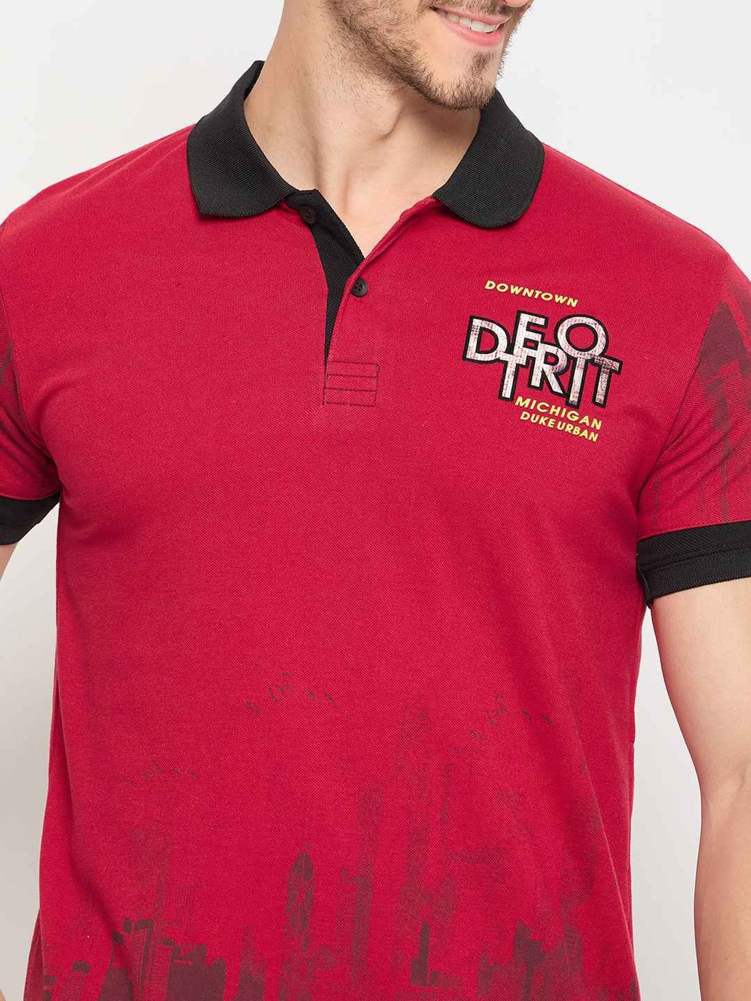 Duke Cranberry Slim Fit Printed Polo T-Shirt
