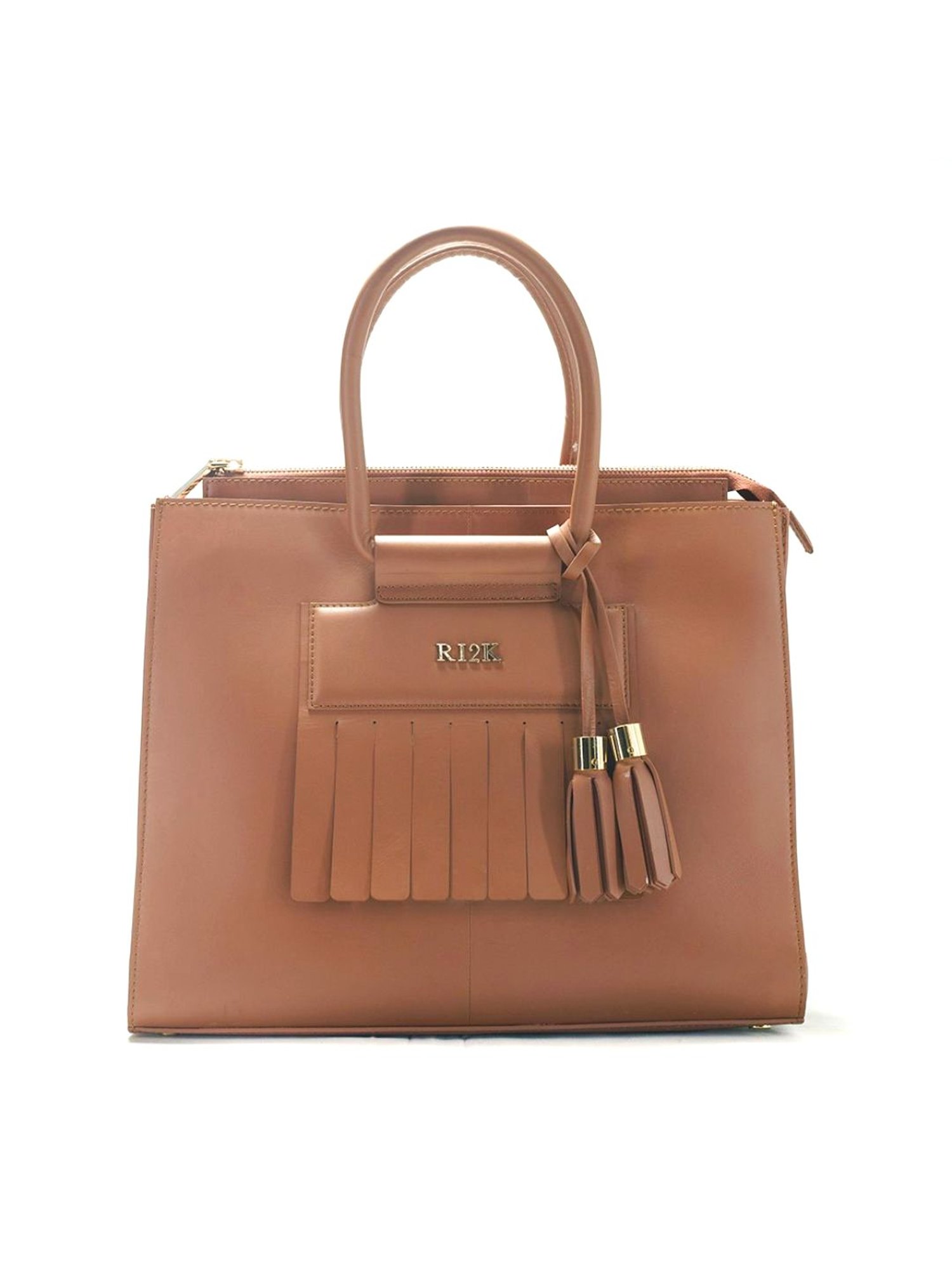 RI2K London Brown Leather Large Satchel Handbag