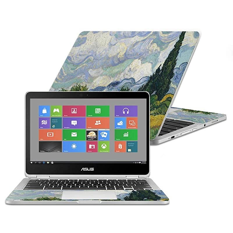 Skin Compatible with Asus Chromebook Flip C302CA 12.5" (2016) - Wheatfield with Cypresses | Protective, Durable, and Unique Vinyl Decal Cover | Easy to Apply | Made in The USA