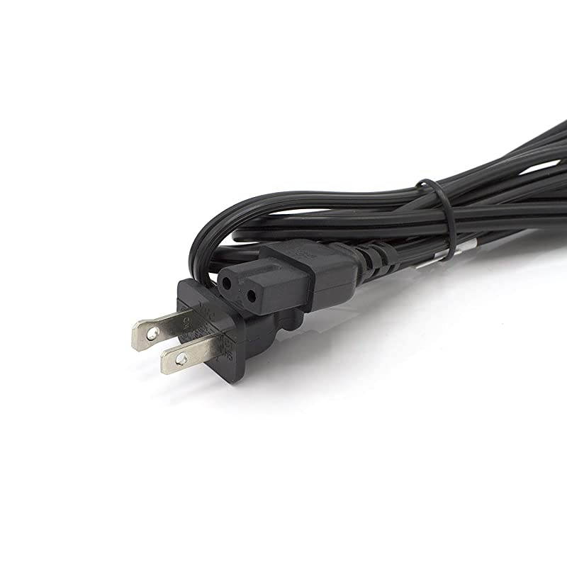 2 Prong Power Cord with Premium Quality Copper Wire Core Polarized SquareRound for Satellite CATV Motorola amp PS NEMA 115P to C7 IEC320 UL Listed Black 6ft Power Cable