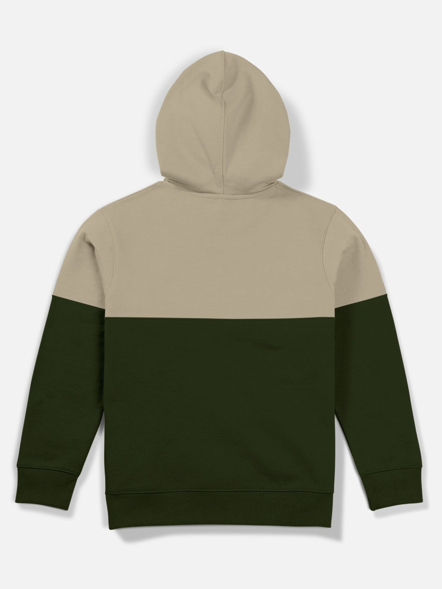 HELLCAT Beige & Green Color Block Full Sleeves Sweatshirt