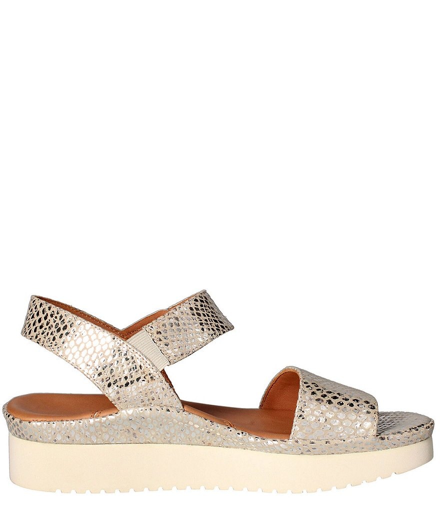 L'Amour Des Pieds Abrilla Snake Print Leather Platform Wedge Sandals