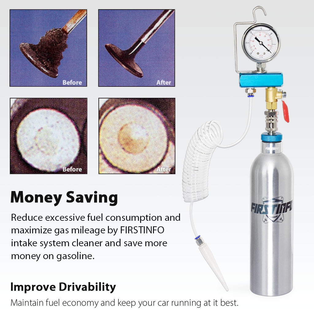 FIRSTINFO 4 in 1 Intake Valve Cleaner & Combustion Chamber Cleaner & Vacuum System Cleaner & Vacuum System Pressure Tester Kit