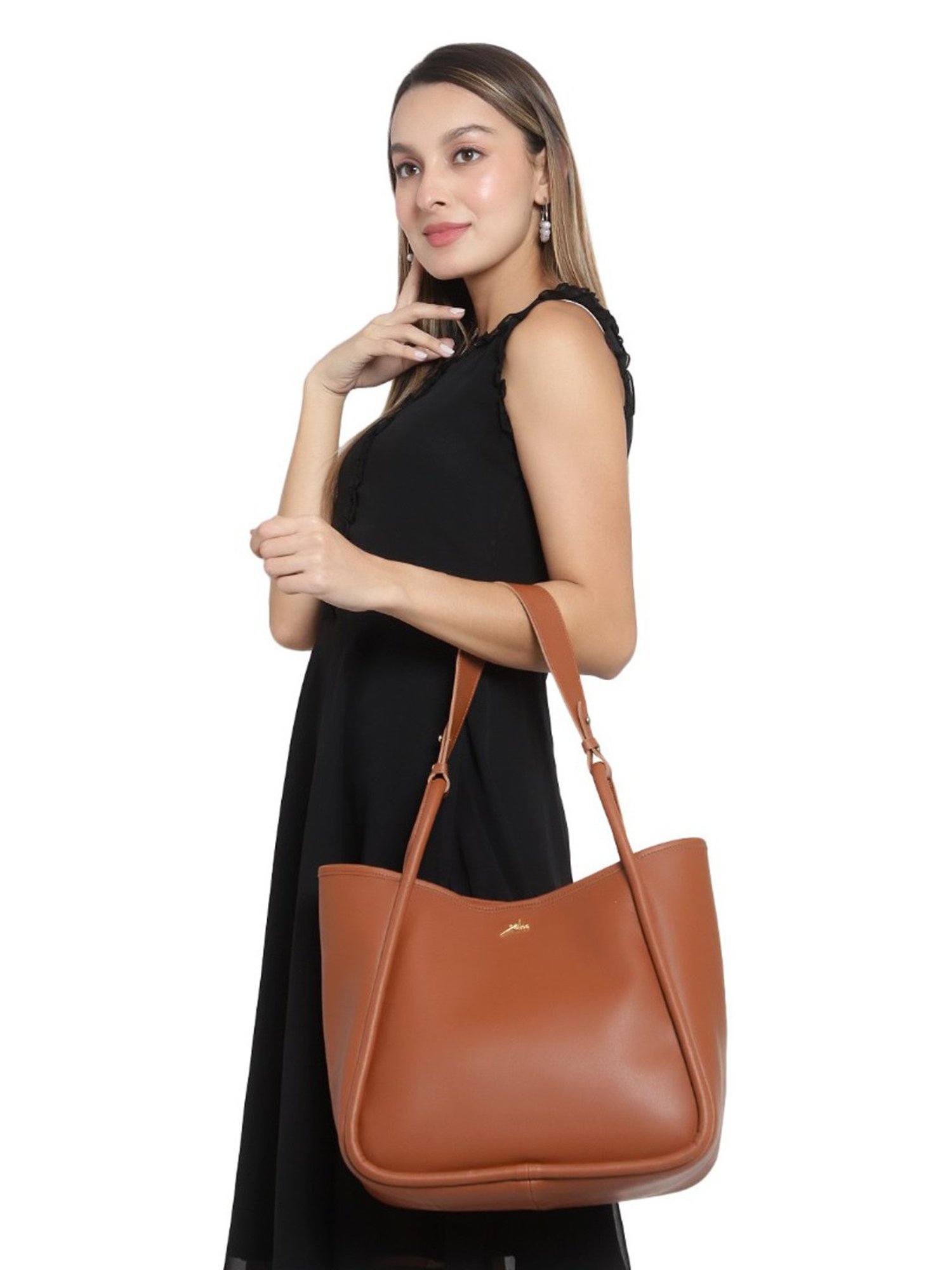 Yelloe Tan Large Shoulder Bag