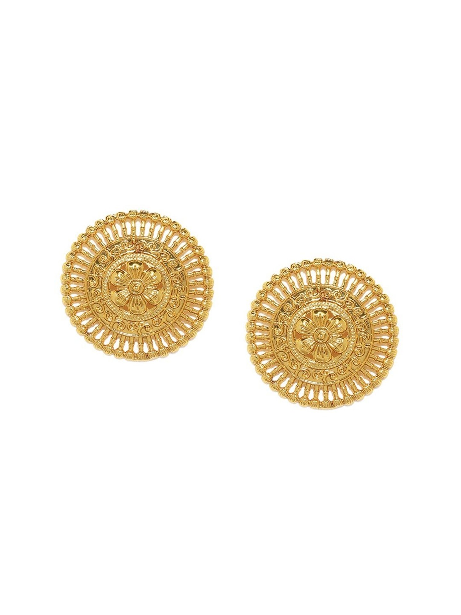 Zaveri Pearls Splendid Gold Look Finely Detailed Stud Earrings-ZPFK9369