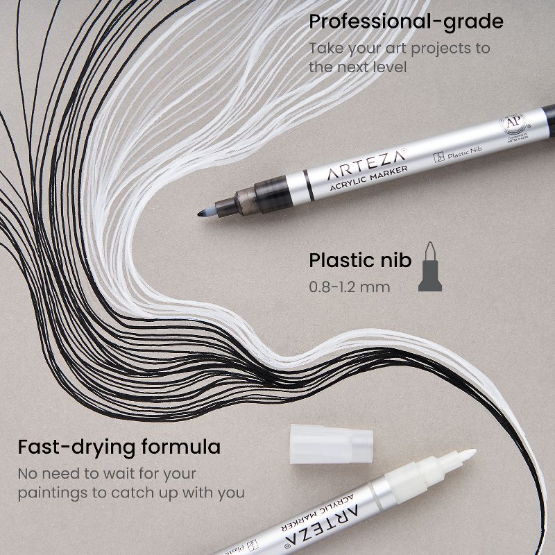 Universal Pen Style Dry Erase Marker, Fine/Bullet Tip, 12ct - Black