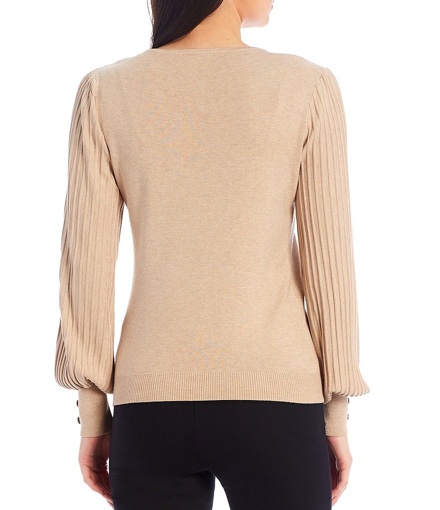 Alex Marie Rosa 3/4 Sleeve Button Front Round Neck Cardigan